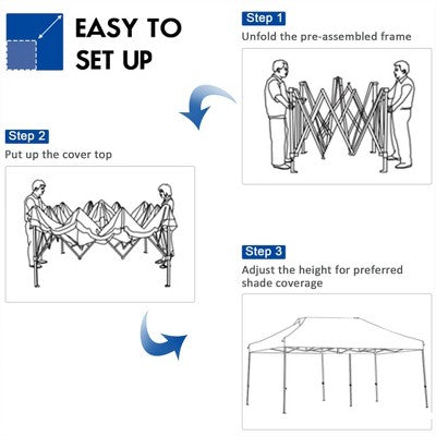  Costway 10'x20' Pop Up Canopy Tent Folding Heavy Duty Sun Shelter Adjustable W/Bag