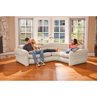  Intex Inflatable Corner Living Room Neutral Sectional Sofa | 68575EP