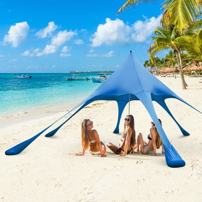  Costway 20 X 20 FT Beach Sunshade Canopy UPF50+ With Carry Bag & 8 Sandbags & Shovel