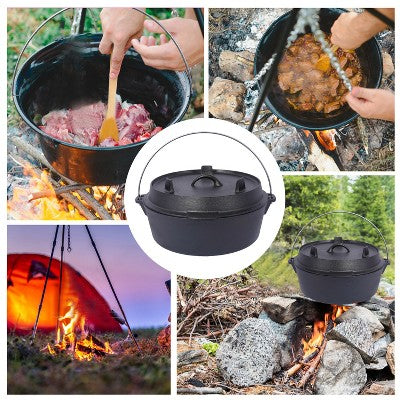  Dexmalle Pre-Seasoned Cast Iron Dutch Oven With Skillet Lid