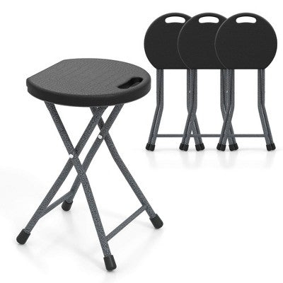  Tangkula 4PCS 18"H Folding Stool Portable & Foldable Camping Chair W/ Built-in Handle