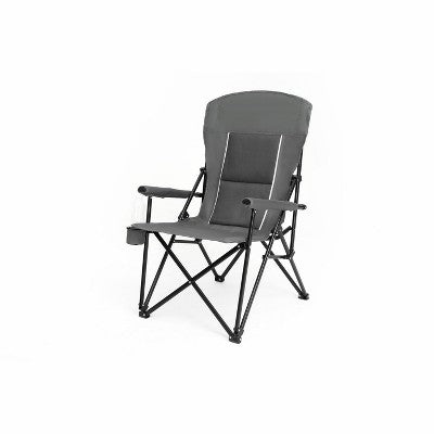 DOMETOUR High Back Heavy Duty Lawn Chair Support 250LBS, Portable Collapsible Chair With Cup Holder -Grey