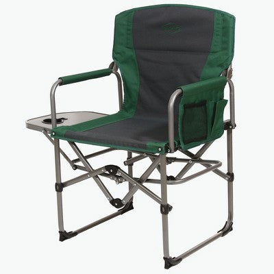  Kamp-Rite KAMPCC413 Compact Director's Chair Outdoor Furniture Camping Folding Sports Chair With Side Table And Cup Holder, Green/Gray (2 Pack)