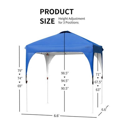  Costway 6.6x6.6 FT Pop Up Canopy Tent Shelter Height Adjustable W/ Roller Bag