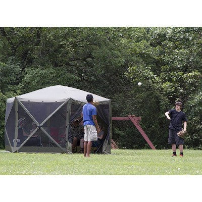  CLAM Quick-Set Escape 12 X 12 Foot Portable Pop-Up Camping Outdoor Gazebo Screen Tent Canopy Shelter And Carry Bag With Wind And Sun Panels Sets, Green