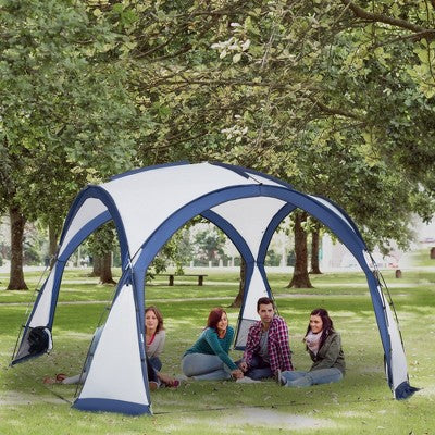  Outsunny Large Screen House Or Camping Canopy Breathable Tent, Hang Hook For Lantern At Night, 6-8 Person Dome Tent, 11.5' X 11.5', White