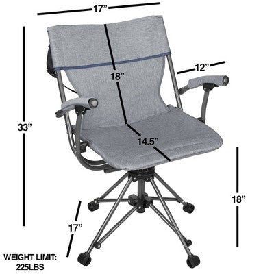  Zenithen Folding Lawn 360 Swivel Chair With Armrests, Blue Grey