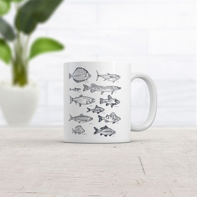  Crazy Dog Vintage Fish With Names Mug Funny Sarcastic Fishing Graphic Novelty Coffee Cup-11oz