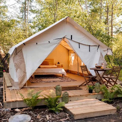  White Duck Alpha Canvas Wall Tent With Stove Jack & Frame, 4-Season Water Repellent Camping Tent, DYNA DUCK Fabric