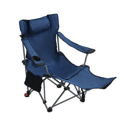  YUHAO Foldable & Portable Camping Chair With 3-Level Reclining Adjustment - Side Pockets, Cup Holder & Carry Bag - Dark Blue