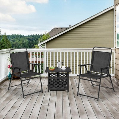 Yaheetech Set Of 4 Outdoor Foldable Dining Chairs With Backrest And Armrests