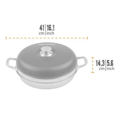  Petromax Camping Oven, Outdoor Baking Over Fire Stovetop Or Hotplate, Portable For Campsite And Backyard, Stainless Steel, 2.1 Qt