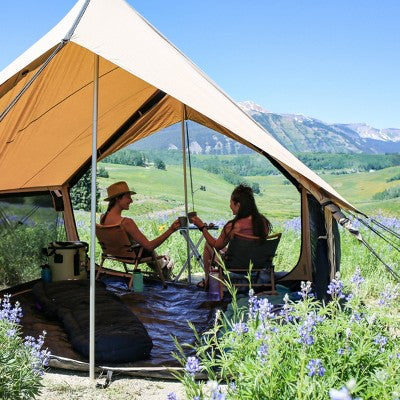  WHITE DUCK Rover Scout Canvas Tent With Stove Jack & Mesh Doors – 4-Season Weatherproof Camping Tent, Fire & Water-Resistant