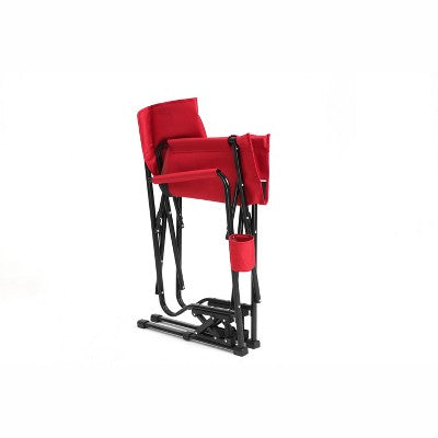  DOMETOUR Outdoor Freestyle Rocker Portable Folding Camping Chair With Durable Armrests, Drink Holder & Comfortable Backrest - Red