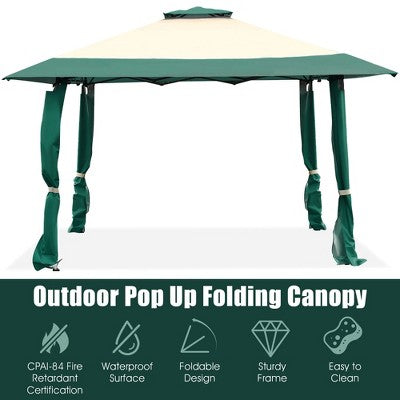  Costway 13'x13' Gazebo Canopy Shelter Awning Tent Patio Garden Green