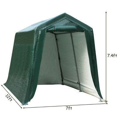  Costway 7'x12' Patio Tent Carport Storage Shelter Shed Car Canopy Heavy Duty Green