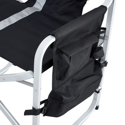  YUHAO 1PCS Outdoor Storage Pockets Lightweight Oversized Directors Chair，Padded Folding Outdoor Chair For Camping Picnics Fishing，Black+Grey