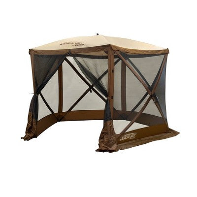  Clam PortableCanopy Shelter, Brown W/ Clam Quick Set Wind & Sun Panels (3 Pack)