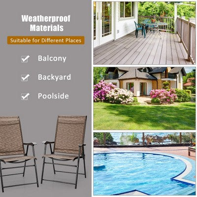  Costway 2PCS Outdoor Patio Folding Chair Camping Portable Lawn Garden W/Armrest