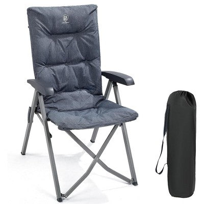  EVER ADVANCED Folding Padded Camping Chair 4 Positon Adjustable Recliner With High Back Support Portable For Adults, 300lbs Weight Capacity