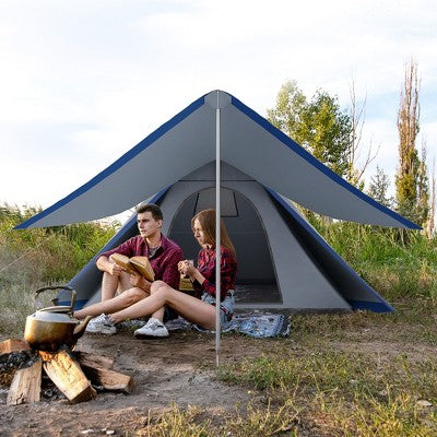 Outsunny Easy Set-Up Camping Tent With Porch, Floor And Carry Bag, For 2-3 Person Backpacking Camping Hiking, Blue