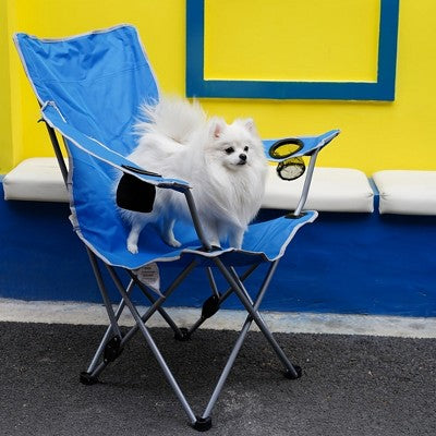  UBSSO 4pcs Camping Chair, Outdoor Portable Picnic Folding Fishing Chair With 2 Cup Holder For Sports, Beach And Camping,Blue