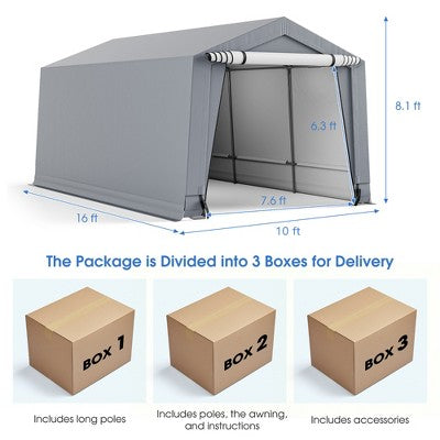  Costway 10' X 16'\10.2' X 20.4' Heavy-Duty Carport Car Canopy Shelter Outdoor Portable Garage Door