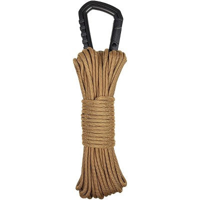  Gear Aid 50 Ft. Heavy Duty Fire Strand 550 Paracord With Carabiner - Coyote