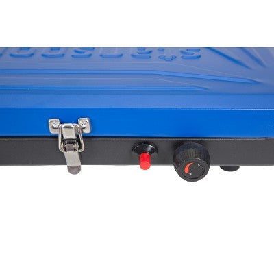  Stansport Double Burner Stove Piezo Ignition With Drip Pan Blue