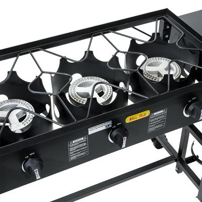  Barton 87,000 BTU 3-Burner Outdoor Propane Grill Camp Stove Side Table W/ Wheel (4) Hook Utensil Holder, Black