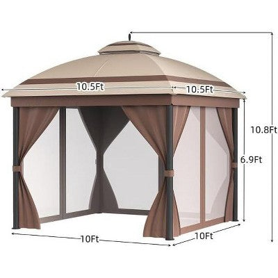  10x10 FT Outdoor Gazebo Tent With Mosquito Netting – Quick Setup Canopy Shelter With 110 Sq.ft. Shade And Storage Bag