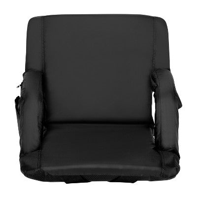  Emma And Oliver Set Of 2 Portable Stadium Chairs With Armrests, Reclining Padded Back & Seat, Lightweight Metal Frame & Backpack Straps, Storage Pockets