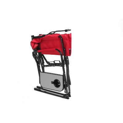  DOMETOUR Camping Directors Chair, Heavy Duty,Oversized Portable Folding Chair With Side Table, Pocket For Beach, Fishing,Trip,Picnic,Lawn Red
