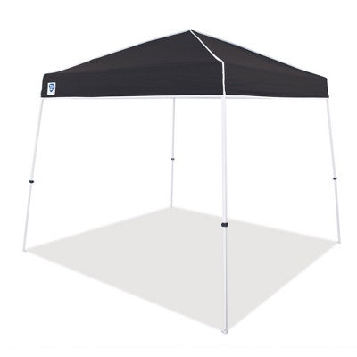  Z-Shade Angled Leg Canopy Tent With Push Button Locking System And 4 Pack Of 5 Pound Plastic Concrete Filled Leg Weight Plates, Black