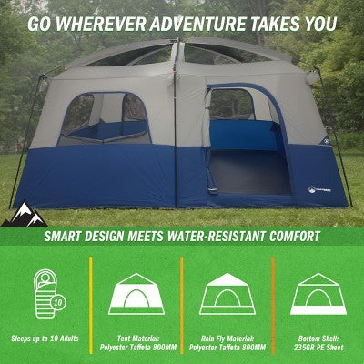  Wakeman Outdoors 10 Person Camping Tent, Navy