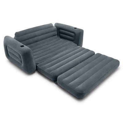  Intex Queen Size Inflatable Pull-Out Sofa Bed Sleep Away Futon Couch, Dark Gray