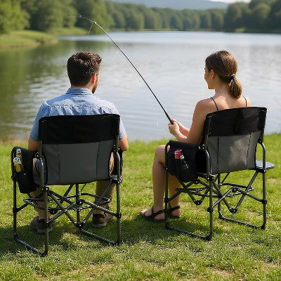  2PCS Portable Folding Camping Chair,Directors Chairs With Side Table,Drink Holder,Durable Armrests
