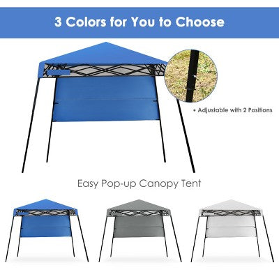  Tangkula 7x7 FT Pop-up Canopy Portable Outdoor Offset Tent W/Carry Bag Blue/White/Grey
