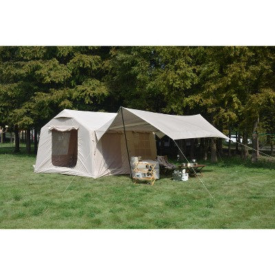 Cesicia 9.8 X13ft Beige Inflatable Camping Tents With Hand Pump & Canopy , Waterproof And Windproof Blow Up Tent, Easy Setup