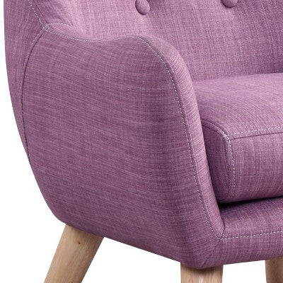  Gulches 19.5"W Pink Linen Kids Chair - Button Tufted Back, Wooden Legs, Stylish Seating