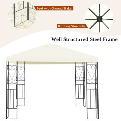  Tangkula 10'x10'Outdoor Canopy Gazebo Art Steel Frame Party Patio Large Canopy Gazebo