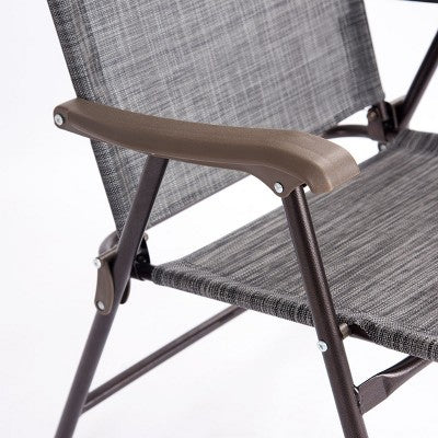  Tangkula 2-Piece Folding Outdoor Patio Chair Sling Back Camping Chair With Armrest & Pillow