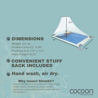  COCOON - Premium - Insect Shield® Ultralight Camping Net - Light Green - Double