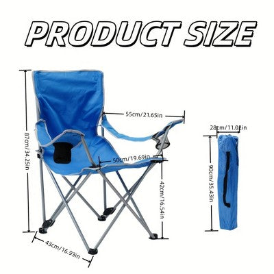  UBSSO 4pcs Camping Chair, Outdoor Portable Picnic Folding Fishing Chair With 2 Cup Holder For Sports, Beach And Camping,Blue