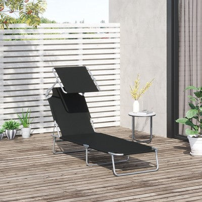  PAGED Folding Chaise Lounge Pool Chairs Adjustable Camping Chair With Canopy Shade Steel Frame And Side Pocket For Porch, Camping, Patio