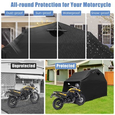  Costway 11.2' X 4.5' X 6.3' Waterproof Motorbike Storage Tent Outdoor Motorcycle Shelter