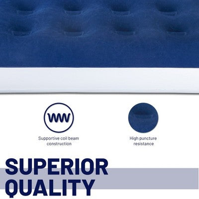  Continental Sleep, 14" Air Mattress With Comfort Coil Technology And High Capacity Pump, Good For Camping, Home And Portable Travel, Twin, Blue.