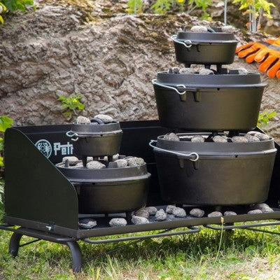  Petromax Outdoor Cooking Table For Dutch Ovens, Steel Camping Cookware Stand With Windbreak And Hooks, Holds Up To 220 Pounds, 17.7" X 35.4"