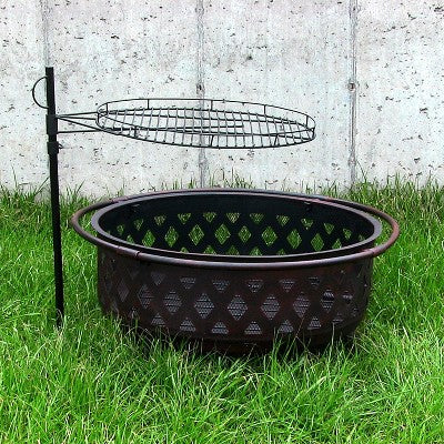 Sunnydaze Decor Sunnydaze Outdoor Heavy-Duty Height-Adjustable Fire Pit Cooking Grill Grate With 360-Degree Rotation - 24"