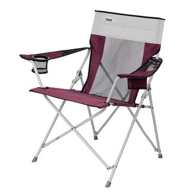 Bestway CORE Set Of 2 Portable Camping Chair W/Cooling Mesh Back & Carrying Storage Bag And 11 X 9-Foot 6-Person Cabin Tent W/Rain Fly & Ground Stakes, Wine